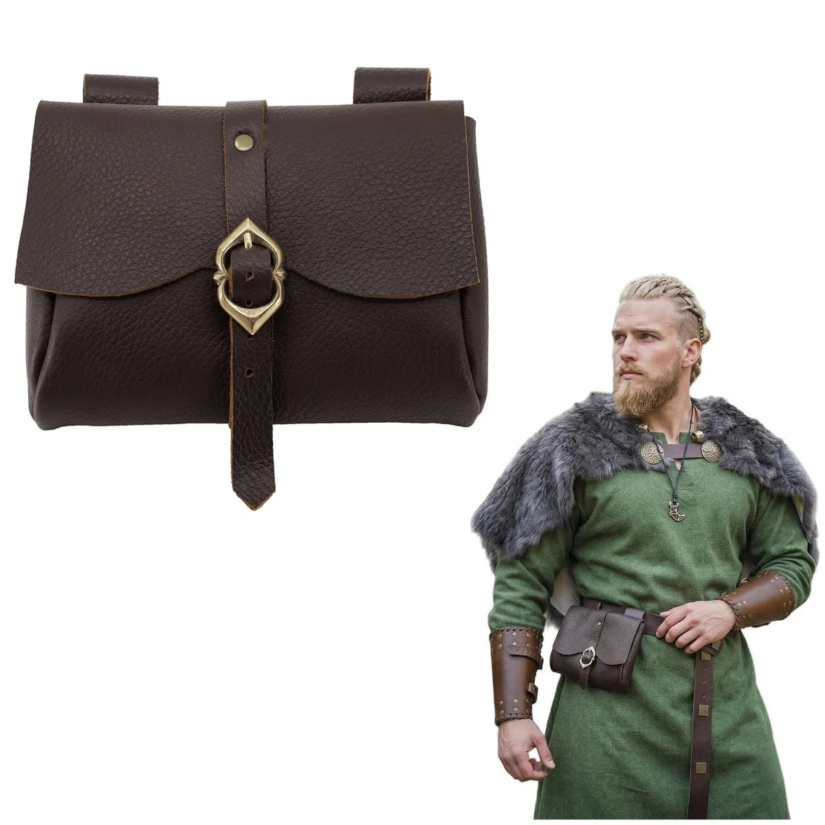 Lord of Battles Mittelalterliche Gürteltasche aus Leder Renaissance-Kostüm LARP Taille COSPLAY Kuriertasche