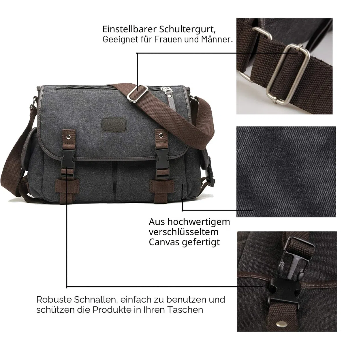 Vintage Canvas Messenger Bag Große Buch Laptop Umhängetasche