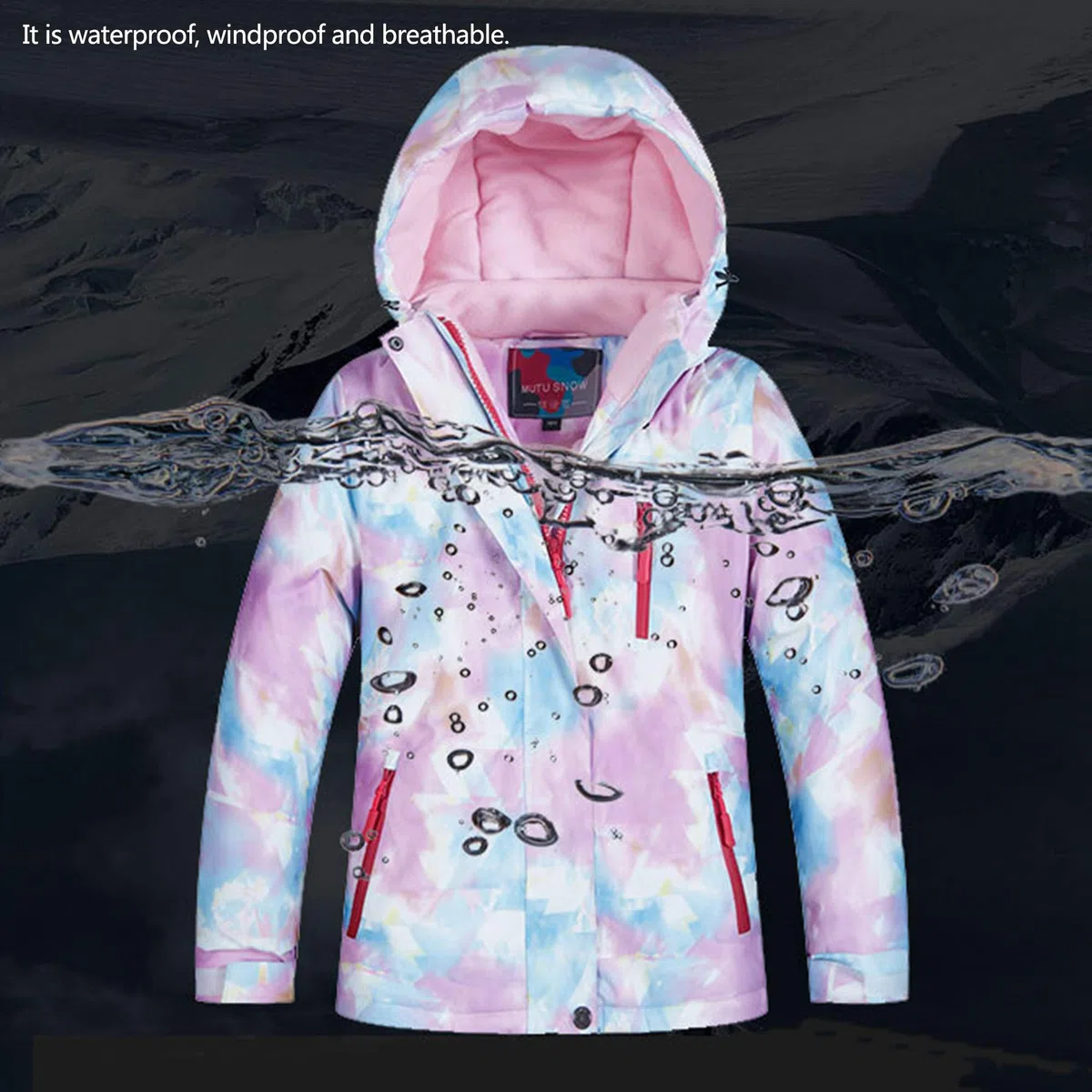 Kinder-Skijacke und Hosen-Set,Kinder Skianzug Mädchen Integrierter Schneefang Fleece gefüttert,für Snowboarden im Winter