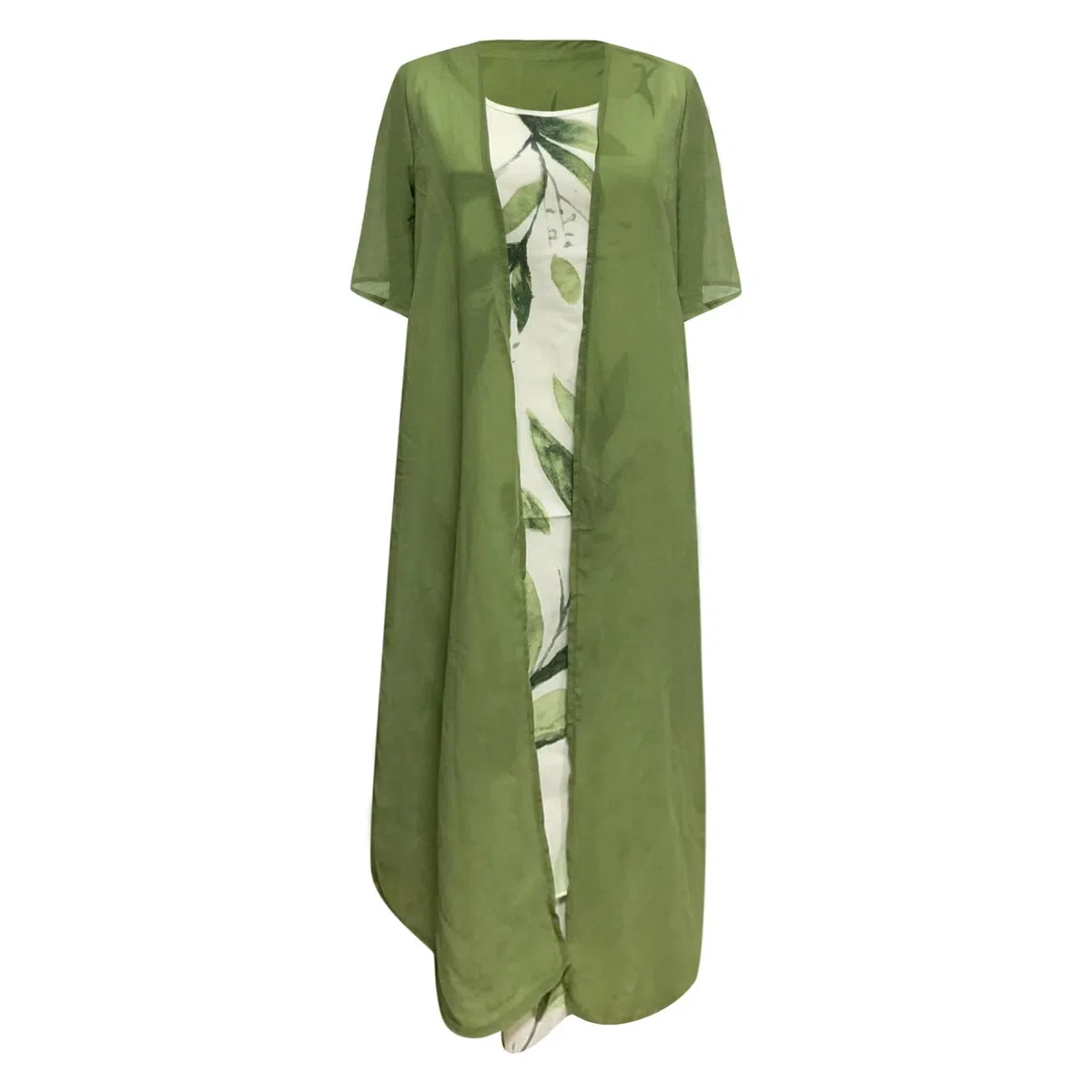 Chiffonkleid Set Damen: Festlich Abendkleid+Chiffon Strickjacke, Elegant Lang Sommer Brautkleider Zweiteiliges Schicke Knielang Sommerkleider Anzug Große Größen Cocktailkleid Strandkleid