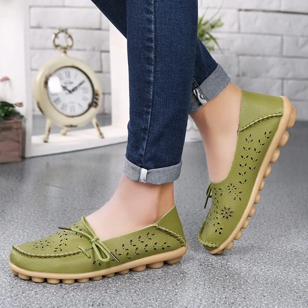 ORANDESIGNE Damen Segelschuhe Bootsschuhe Loafers Slipper Freizeit Schuhe Barfußschuh Weichen Leder Flache Schuhe Bequeme Fahr Schuhe Casual Slip On Atmungsaktiv Wanderschuhe