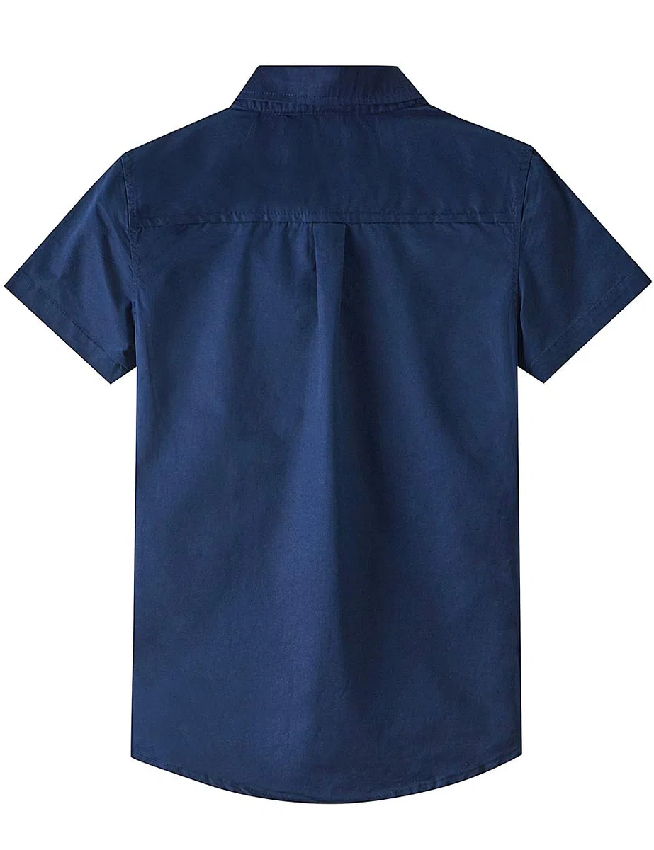Spring&Gege Jungen Einfarbig Hemden Kurzarm Shirt Baumwoll für Kinder （3-14 Jahre）