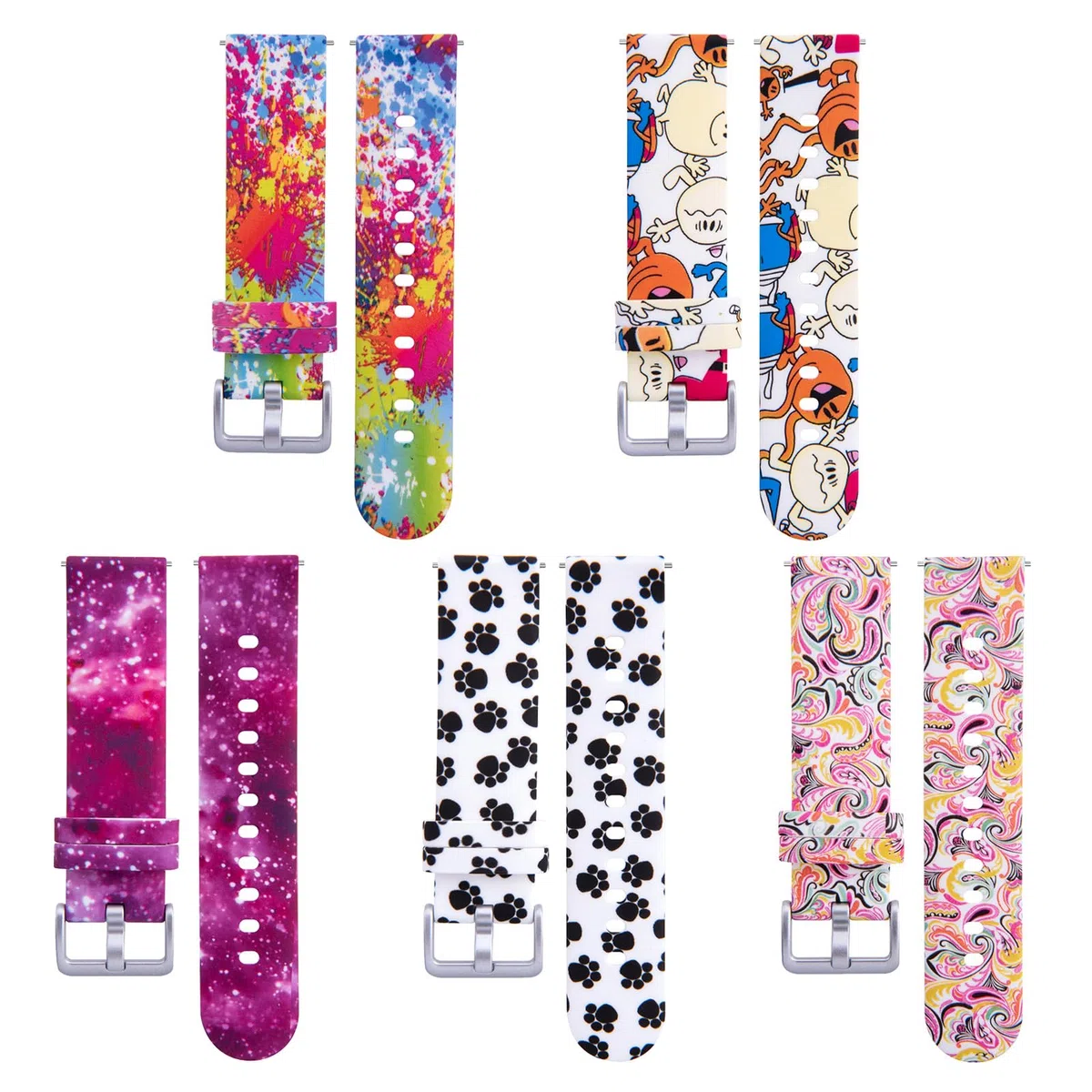 RuenTech 5er-Pack Armband Kompatibel für Xplora X6 /X6 Play/X6 Pro für Kinder, 20MM Ersatzband Schnellspanner Buntes Muster Uhrenarmband