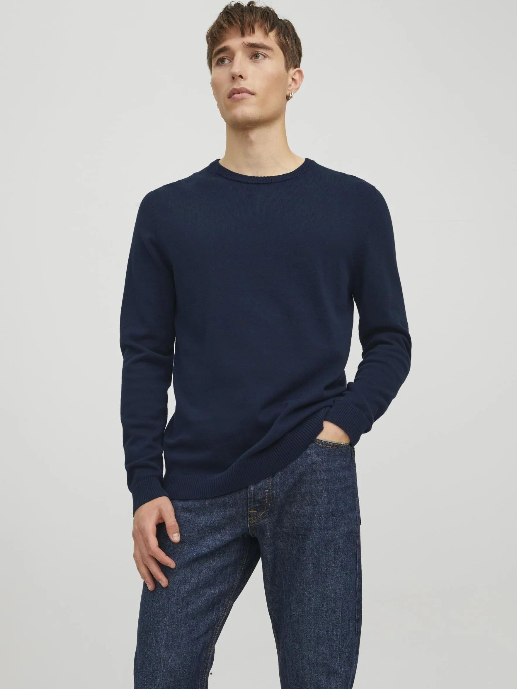 JACK & JONES Male Strickpullover Einfarbig Strickpullover | Knitted Pullover