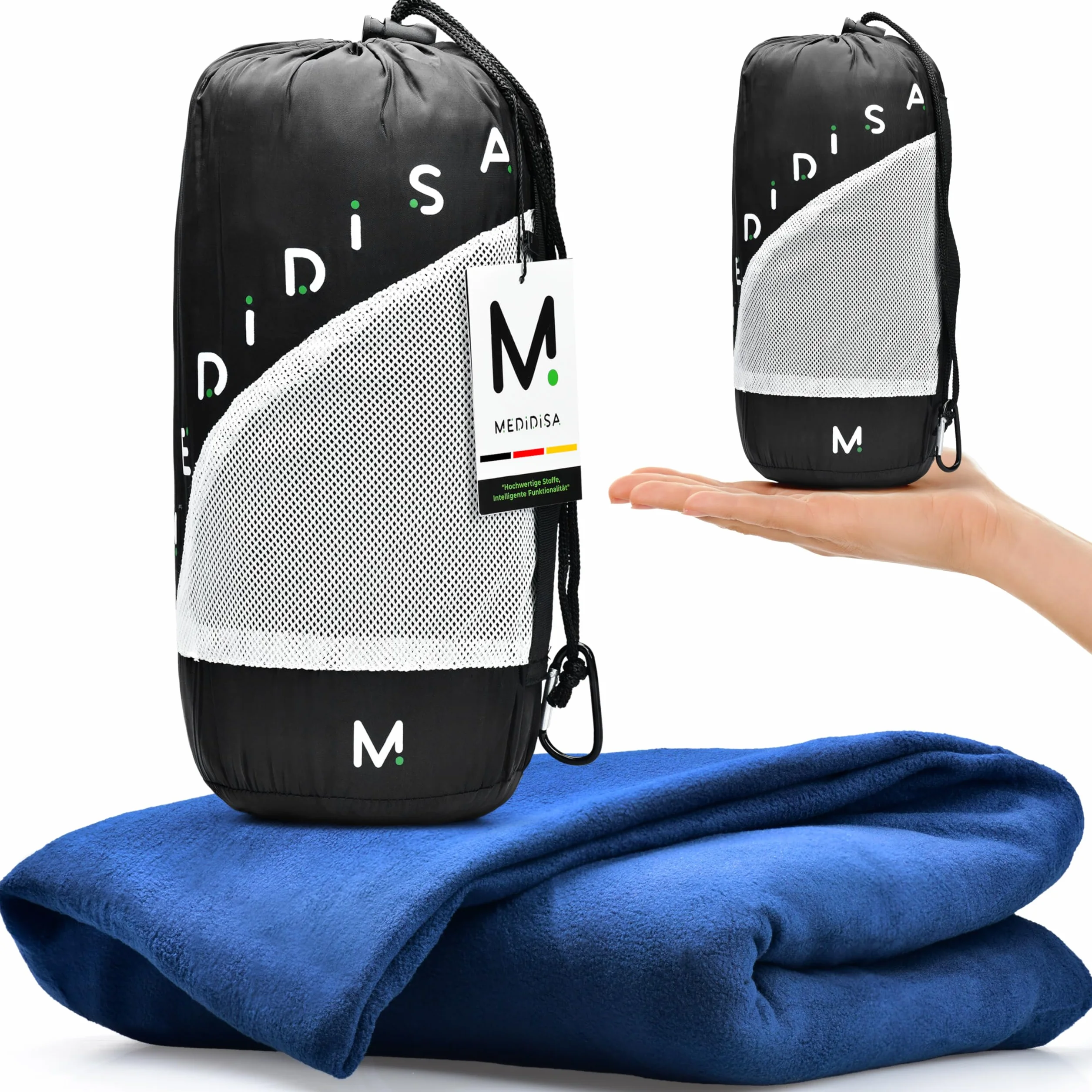 Reisedecke Ultraleicht warm für Reisen & Camping (Fleece, 170x120 cm) - Leichte, warme Decke für Flug & Auto - Campingdecke dünn & atmungsaktiv für Kinder & Erwachsene (Marineblau)