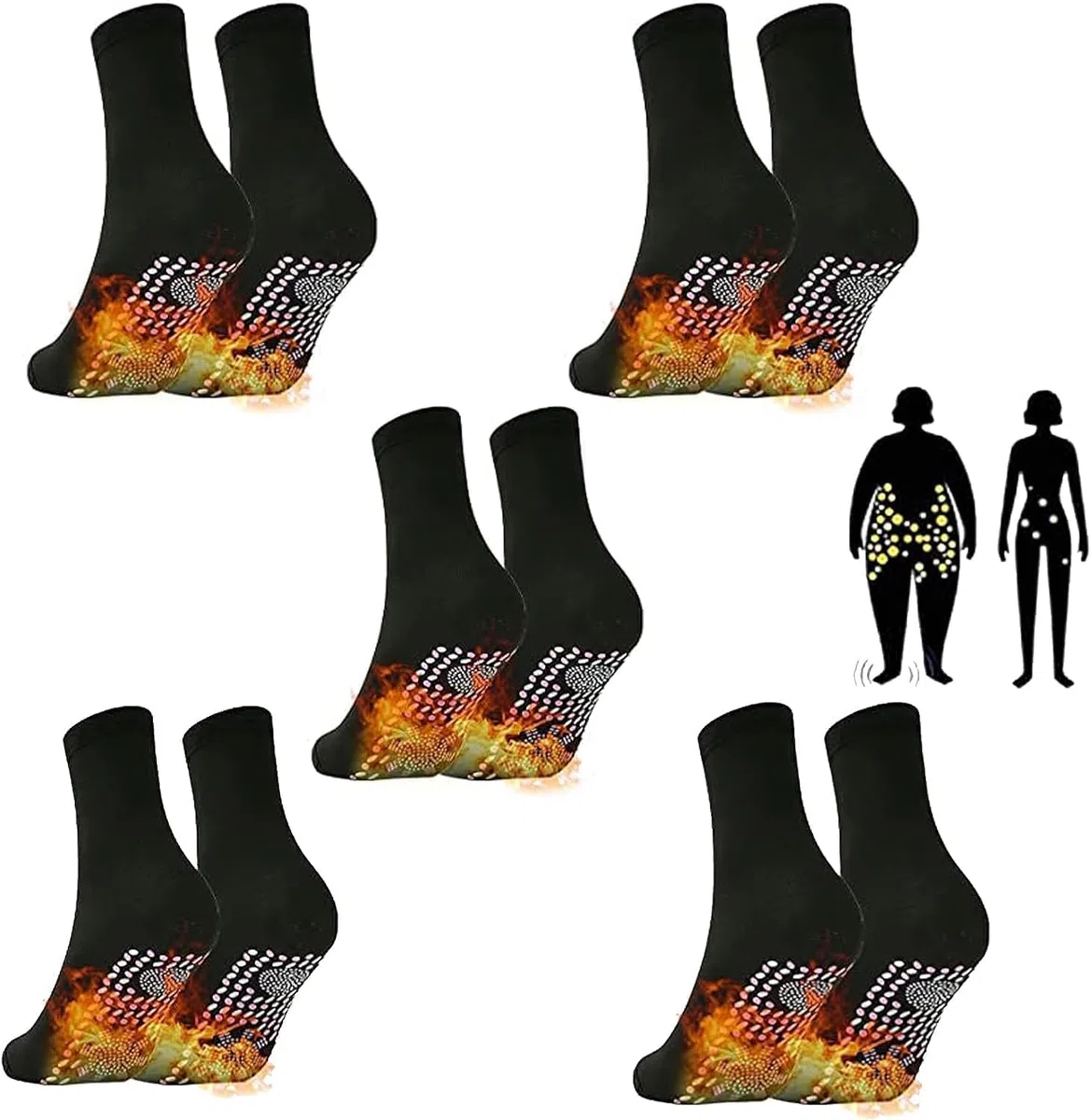 Turmalin Socken 5 Paar Schlankheits Gesundheitssocken Schlankheitssocken Turmalin Schlankheits Socken Neue selbsterwärmende Socken Winter warme Massage Turmalin Abnehmen Gesundheit Socke