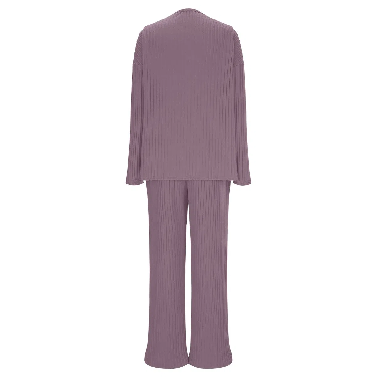 RLEHJN Jogginganzug Damen Set,Lang Gerippt Hausanzug Kuschelig Einfarbig Pyjama Set Elegant Langarm Nachtwäsche Zweiteiler Weich Strickanzug Loungewear Freizeit Trainingsanzug für Herbst Winter