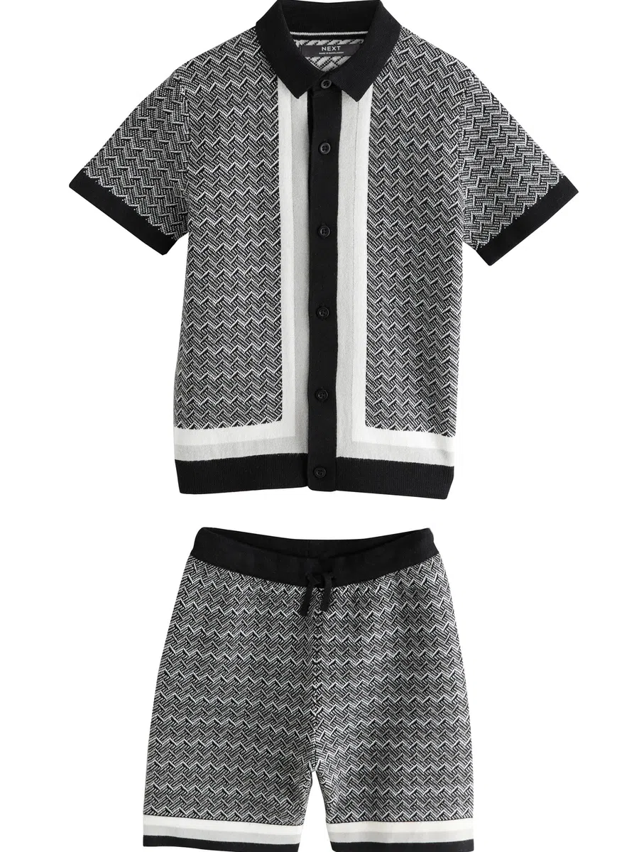 NEXT Jungen Standard Gestricktes Poloshirt und Shorts im Set 98-176