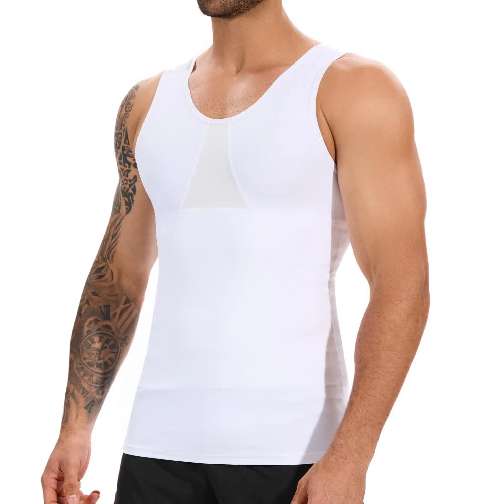 SLIMBELLE Body Shaper Herren Ärmellos Kompressionsshirt Shirt Figurformende Bauchweg Unterhemd Shape Untershirt Elastische Weste Schlank Miederbody Taillenformer Bauch Top Männer