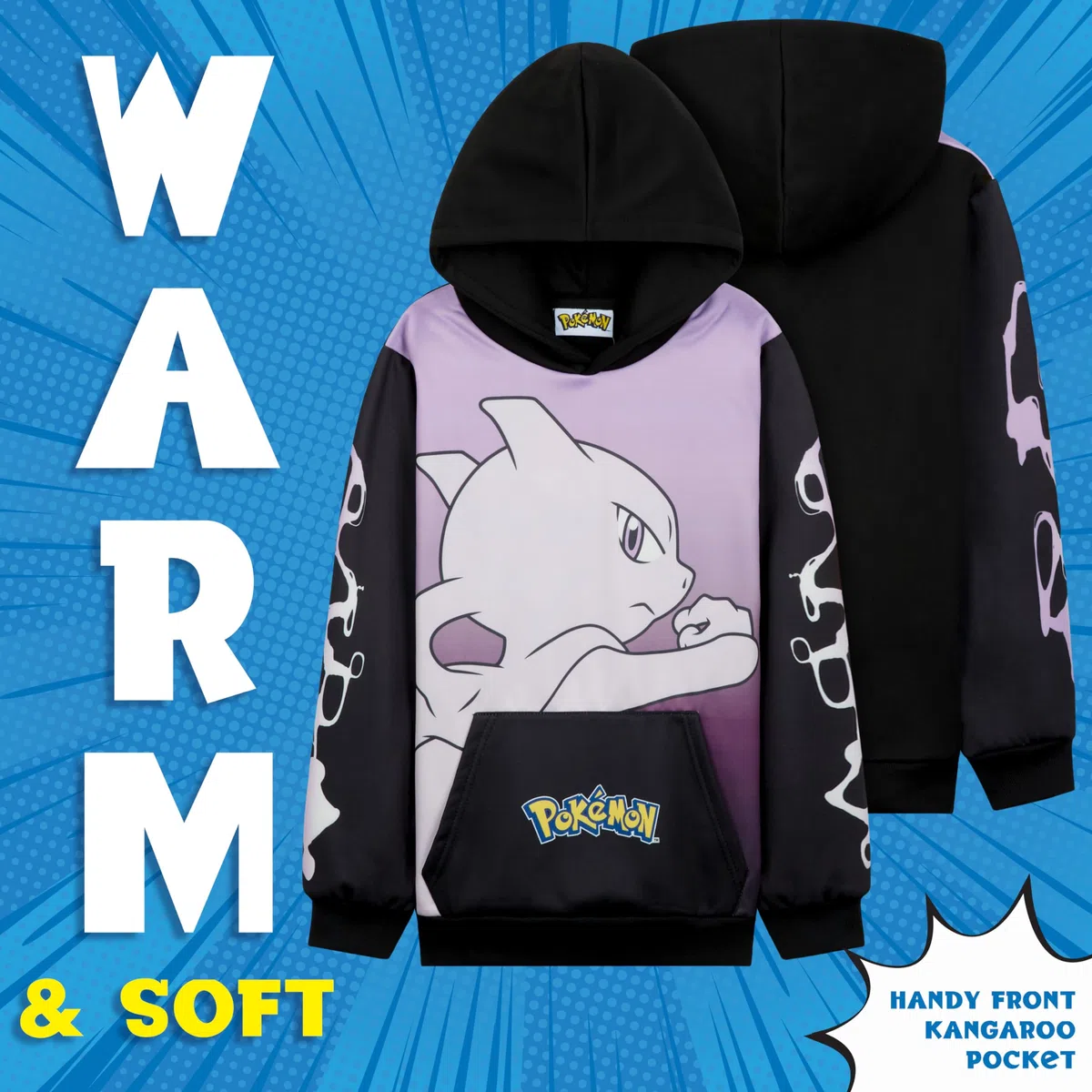 Pokemon Pullover Jungen Hoodie, Pikachu Kapuzenpullover für Mädchen, Langarm mit Kängurutasche, Geschenke für Kinder Teenager