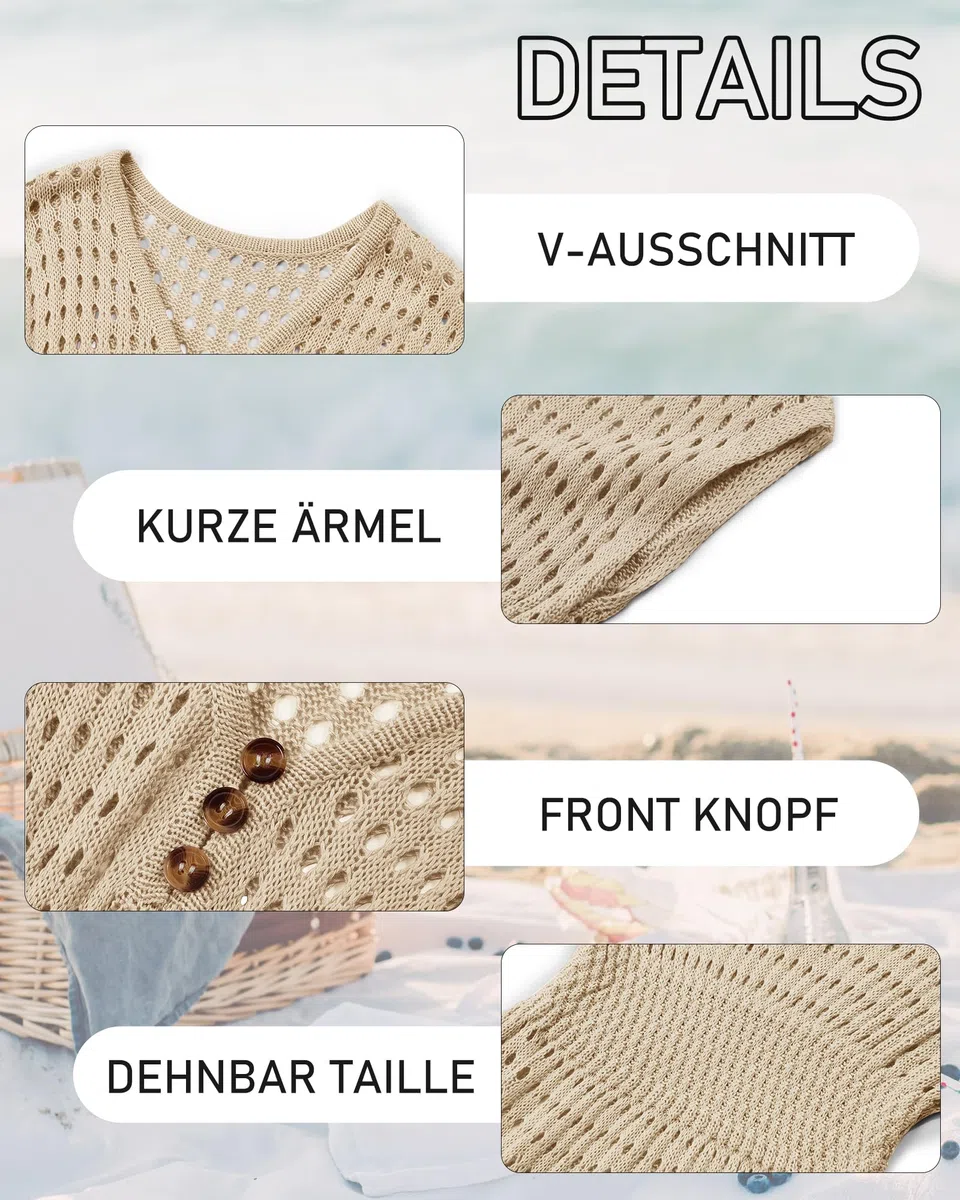 Haloumoning Mädchen Strandkleid Cover Up Sommer Bikini Poncho Kurzarm Strick Kinder Mode Badeanzüge