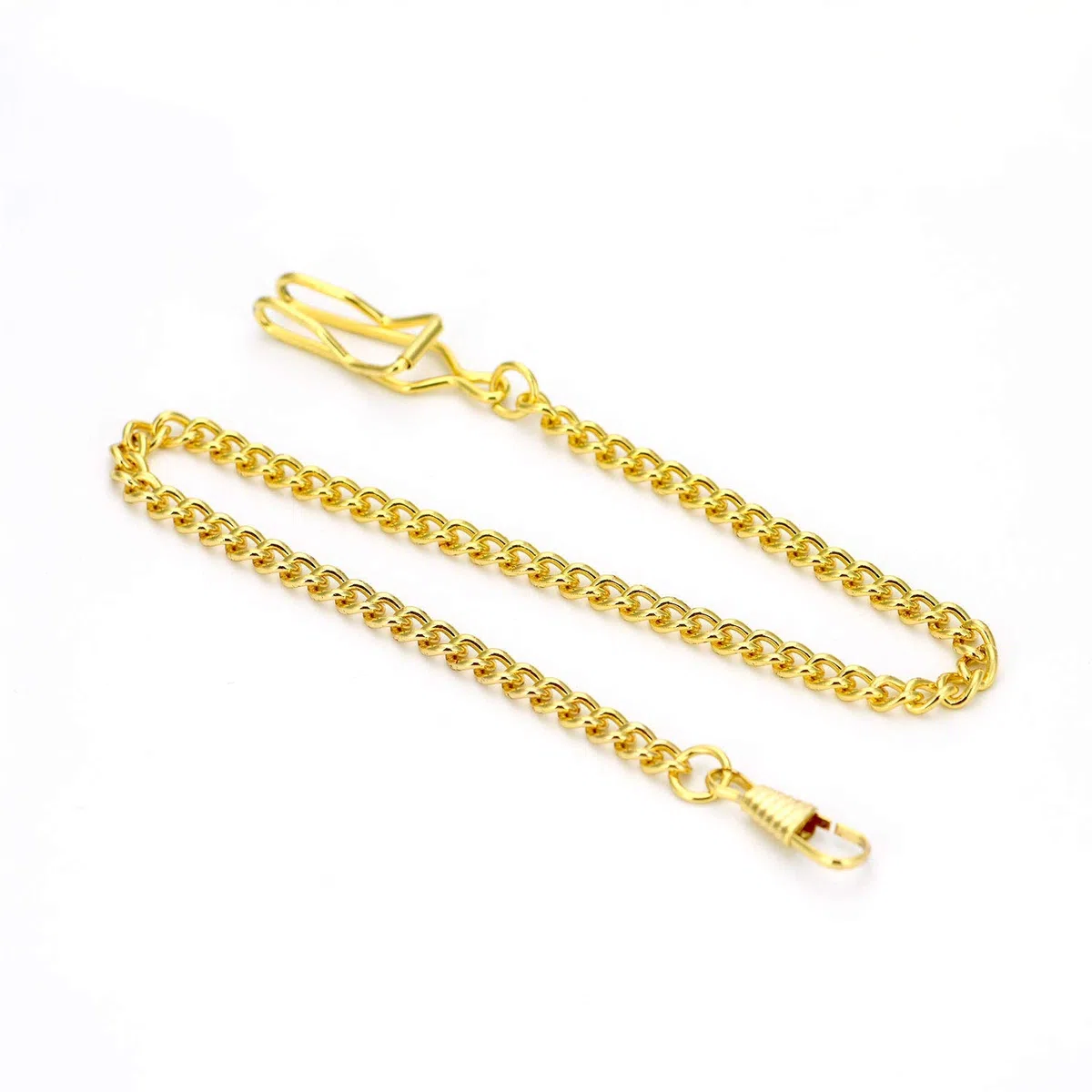 BOSHIYA Taschenuhr Kette 14 inch T Bar Albert Westenkette mit Karabiner Überzug Cowboy Kette für Herren Silber/Gold
