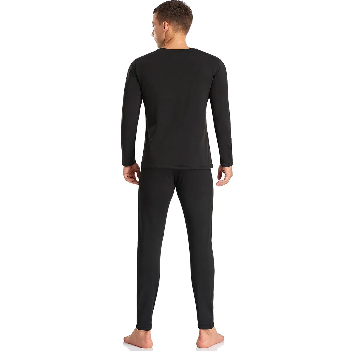 SIMIYA Herren Thermounterwäsche Set, warme Unterwäsche mit Innenfleece, Ultraleicht Oberteil und Unterteil mit Eingriff Langarm Funktionsunterwäsche Rundhals Skiunterwäsche für Winter