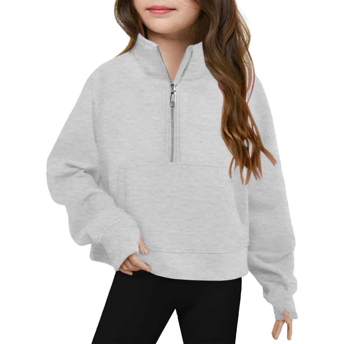 Half Zip Sweatjacke Baby Mädchen Pullover Fleece Thumbhole Sweatshirt Junge Winterjacke Kleidung Baumwolle Tops wasserdichte Jacke Lightweight Winter Clothes Breite Jacken