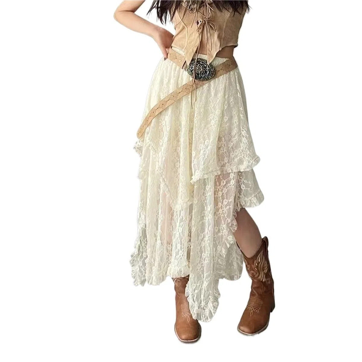 Strandrock Damen Lang Röcke Frauen Frühling Sommer Lange Maxi Rock Frau Kleidung Vintage Spitze Frauen Rock