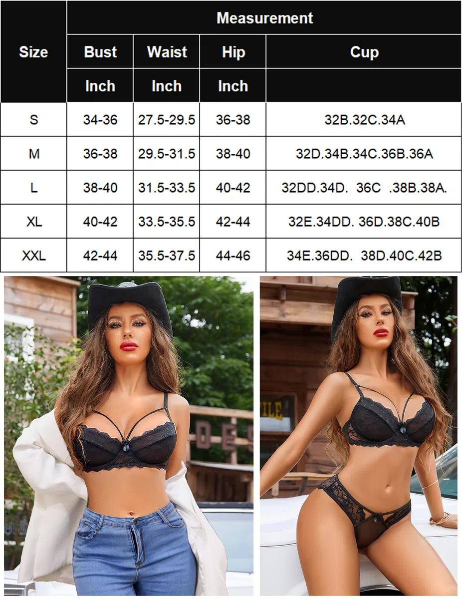 Avidlove Damen Spitze Dessous Set Sexy Unterwäsche Mit Bügel-BH und Slip Push up Lingerie Set V-Ausschnitt Babydoll Reizwäsche Outfits