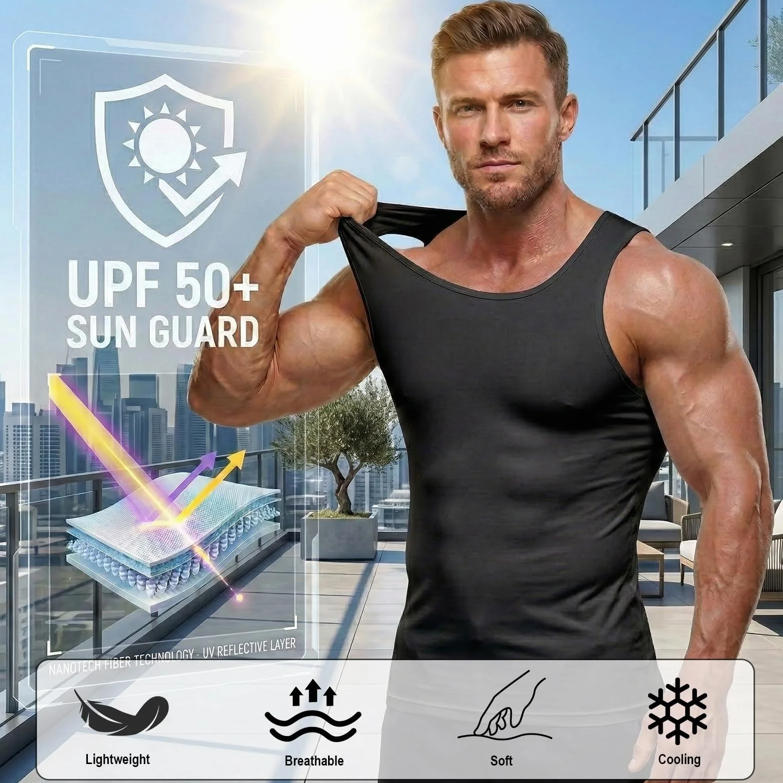 HYCOPROT 1 or 3er Pack Kompressions Tank Tops für Herren, Atmungsaktives Ärmelloses T-Shirt Quick Dry Unterhemd Funktionsshirt Achselshirts für Fitness Gym