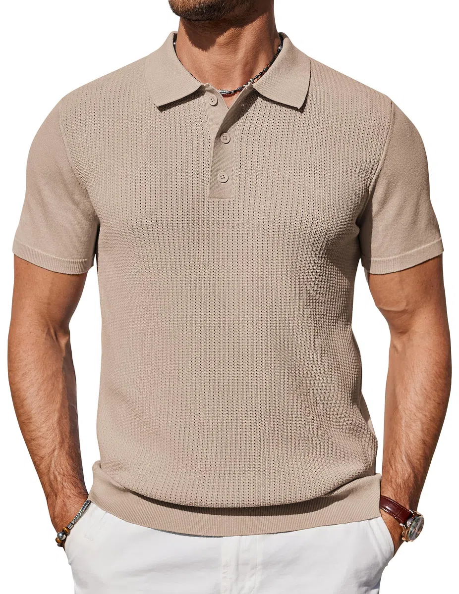 COOFANDY Poloshirt Herren Kurzarm Strick Sommer Polohemd Regular Fit Casual Golf Shirts