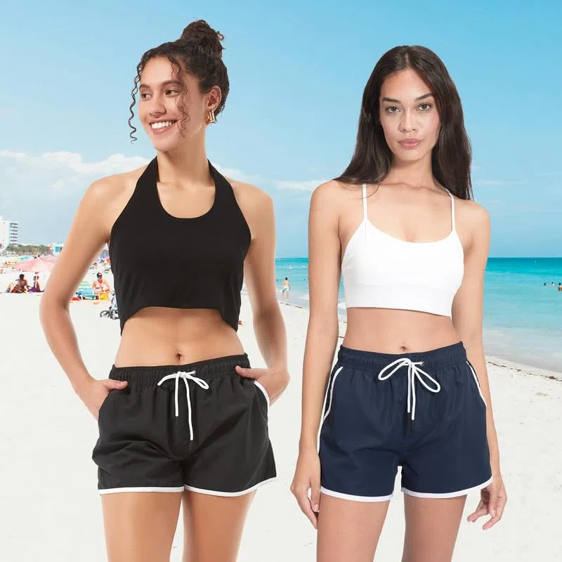 riemot Badeshorts Damen Schnelltrocknend Strandshorts mit Elastischem Bund und Kordelzug, Schwimmshorts mit Mesh-Innenfutter und Taschen, Sommer Shorts für Strand, Urlaub und Freizeit S-XXL