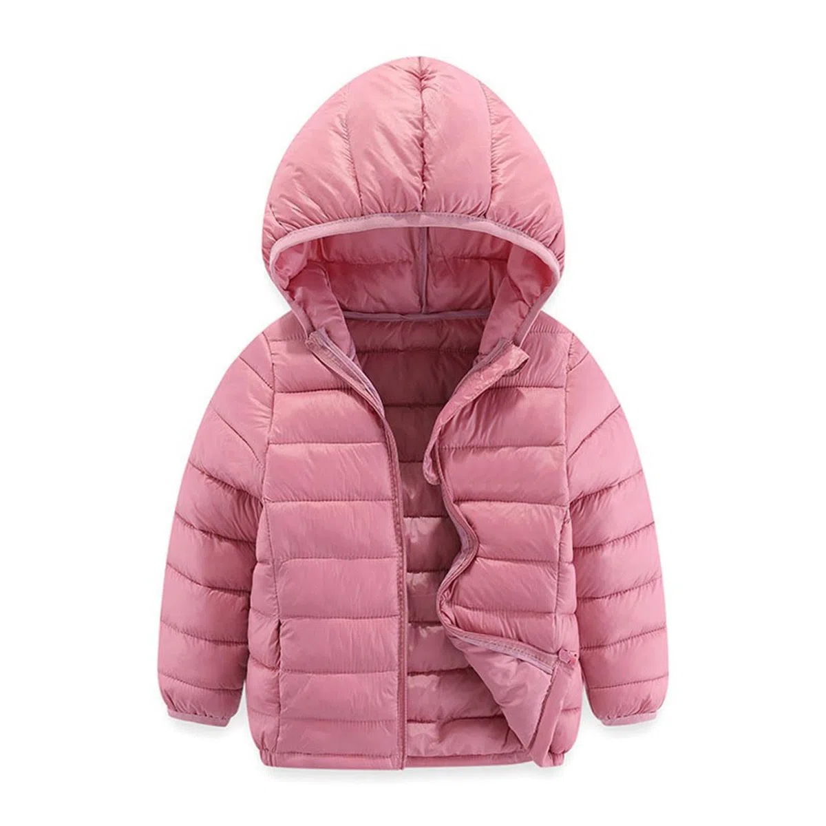 Generisch Puffer Jacke Kinder Warm Langarm Daunenjacke Jungen Mädchen Outdoor Winterjacke Steppjacke mit Kapuze Mantel Leicht Sport Wintermantel Lässiger Einfarbig Outdoorjacke Bequem Skijacke