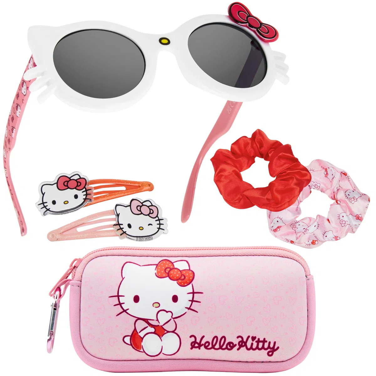 Get Trend Sonnenbrille Kinder Haarschmuck Set und Kleine Tasche UV Schutz Brille Haarspangen Haargummis Mädchen Haarklammer Geschenke für Mädchen