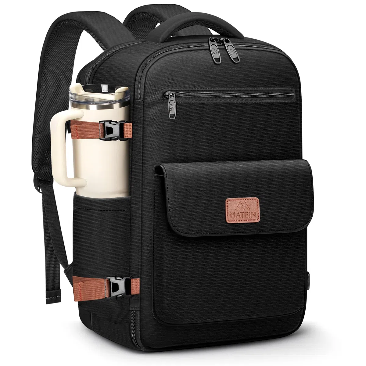 MATEIN Ryanair Handgepäck 40x30x20 mit Nassfach, Rucksack Handgepäck Flugzeug mit Laptopfach, Ryanair Rucksack 40x30x20 Klein 24L Reiserucksack für Damen Herren, Travel Backpack für Flugzeug, Schwarz