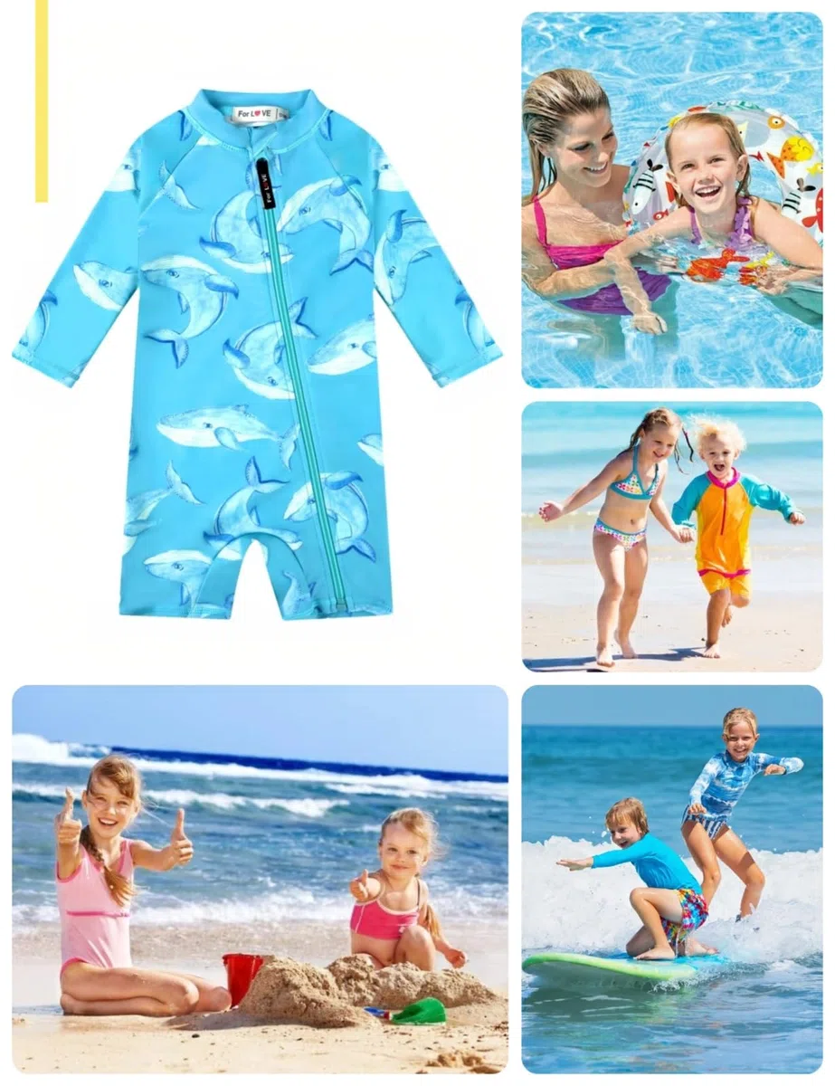 weVSwe Badeanzug Baby mit Reißverschluss Kind Jungen Mädchen Schwimmanzug UV-Schutz Badebekleidung 0-3 Jahre