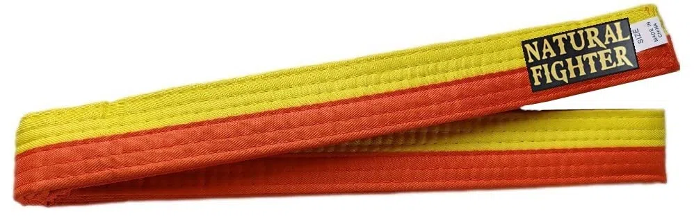 MMASPORT The Fight Evolution Karate Judo Aikido Taekwondo Gürtel für Kampfsportarten aus Baumwolle Basic (Gelb/Orange, 260.00)