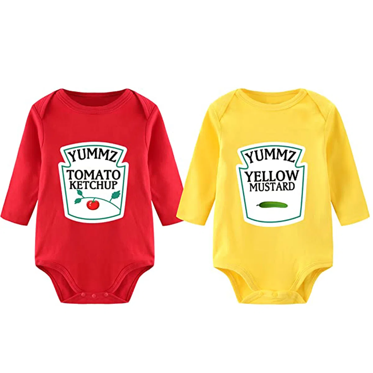 Baby Zwillinge Body Junge Mädchen Strampler Yummz Tomato Mustard Farbe Rot gelb Fun Baby Lustig Geschenke Geburt Babykleidung