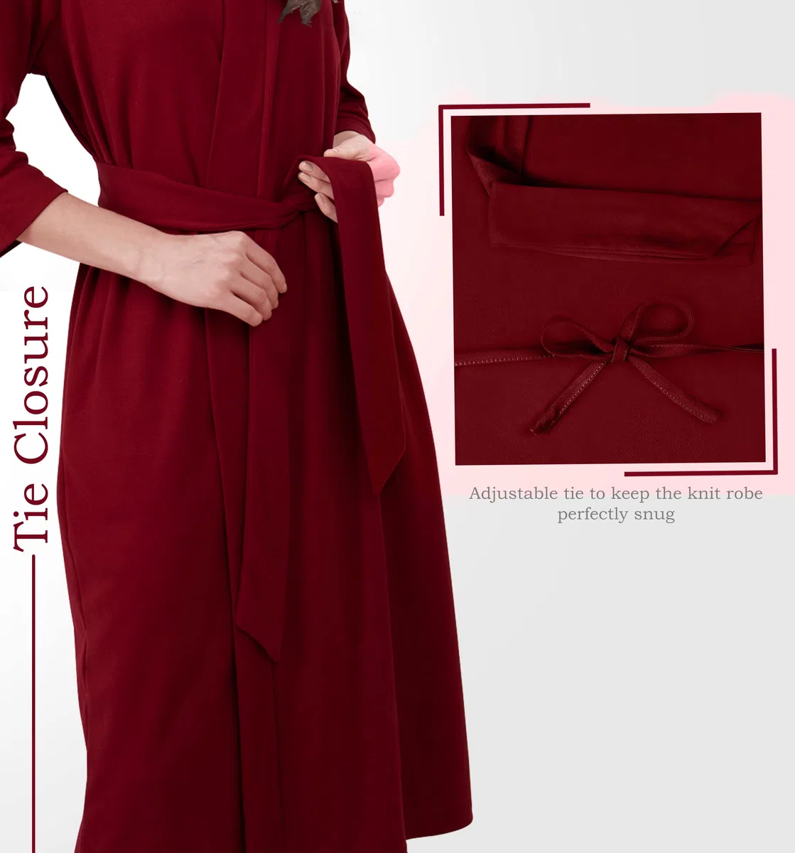 NY Threads Luxuriöser, leichter Damen-Bademantel/Frauen Morgenmantel aus weichem Poly-Baumwollstrick