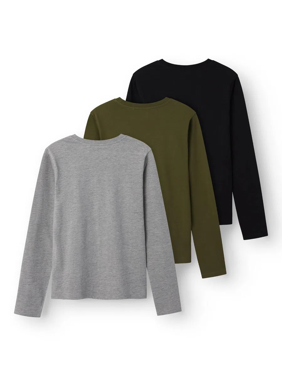 3er-Pack Langarmshirt Jungen - Baumwolle Longsleeve T-Shirts für Kinder