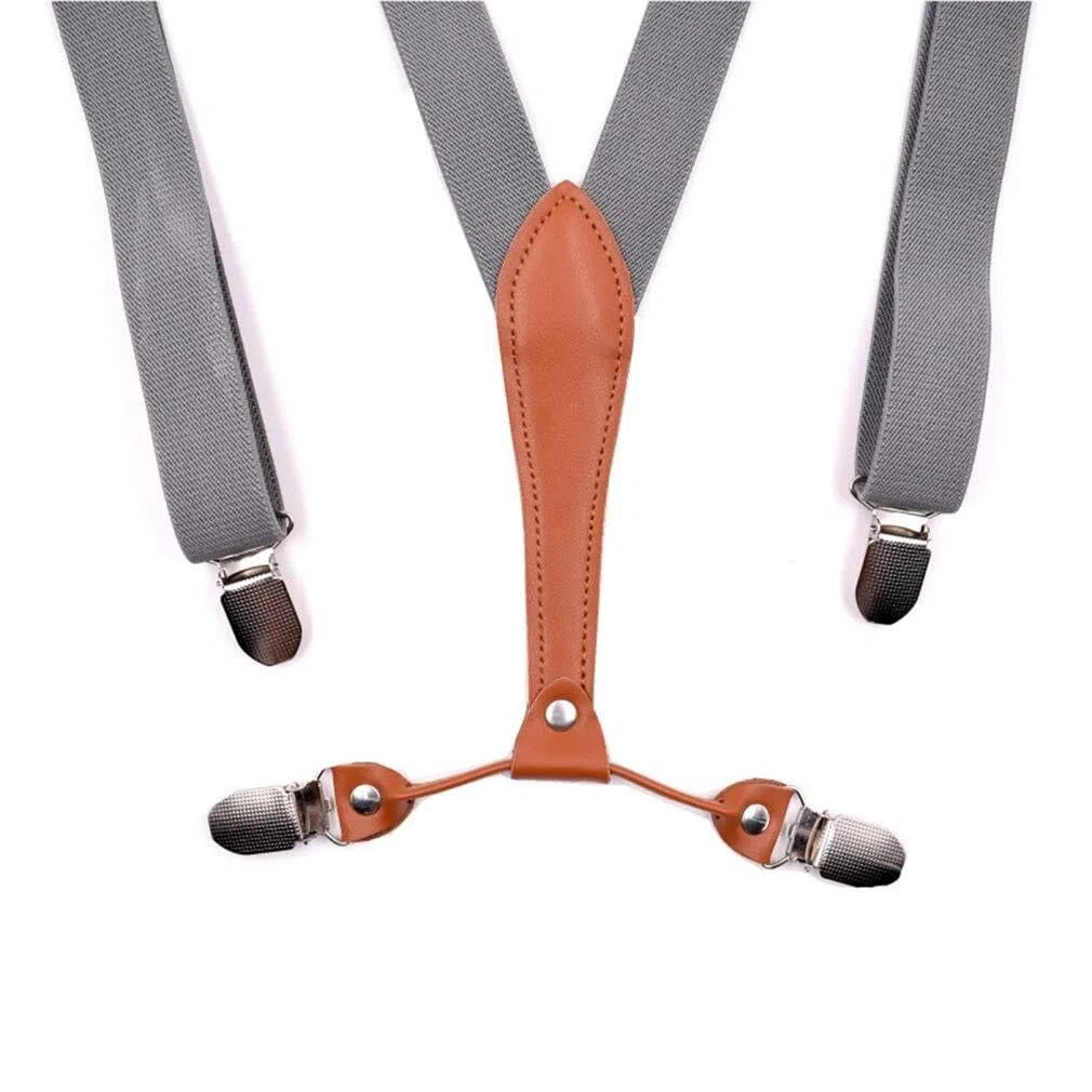 Elastische Hosenträger for Damen, dünner Y-Rücken, schmale Hosenträger mit 4 Clips for Damen(grau)