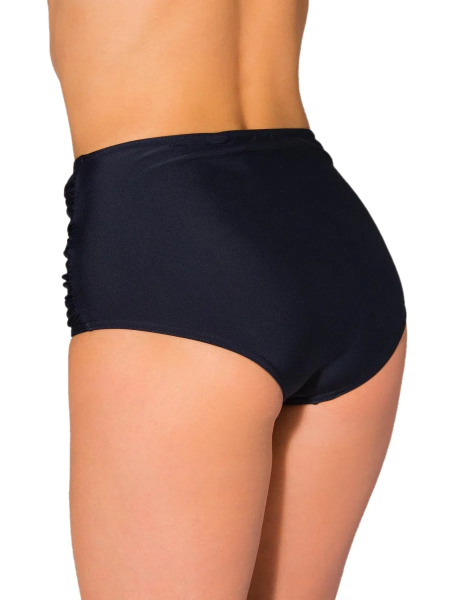 Aquarti Bikinihose Damen mit Hoher Taille und Raffung – Klassische Bikinihosen für Damen in Uni-Farben