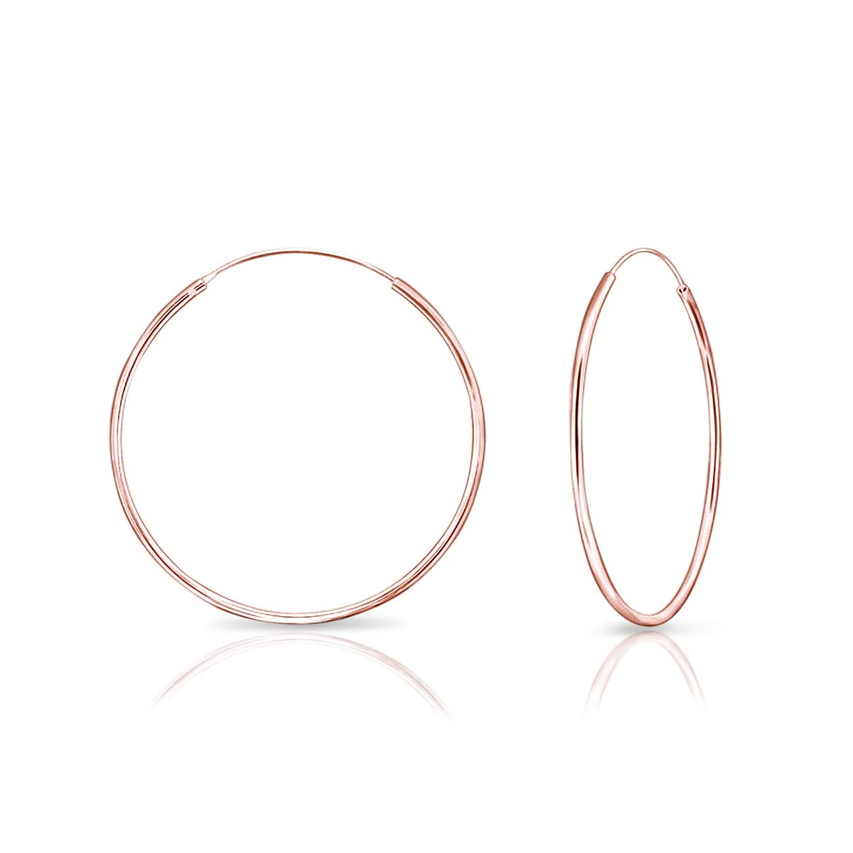 Damen - Groß Creolen -Ohrringe 925 Sterling Silber Gelb Vergoldet oder Rosen-Gold überzogen - Dicke 1.2 mm - Durchmesser 40 mm
