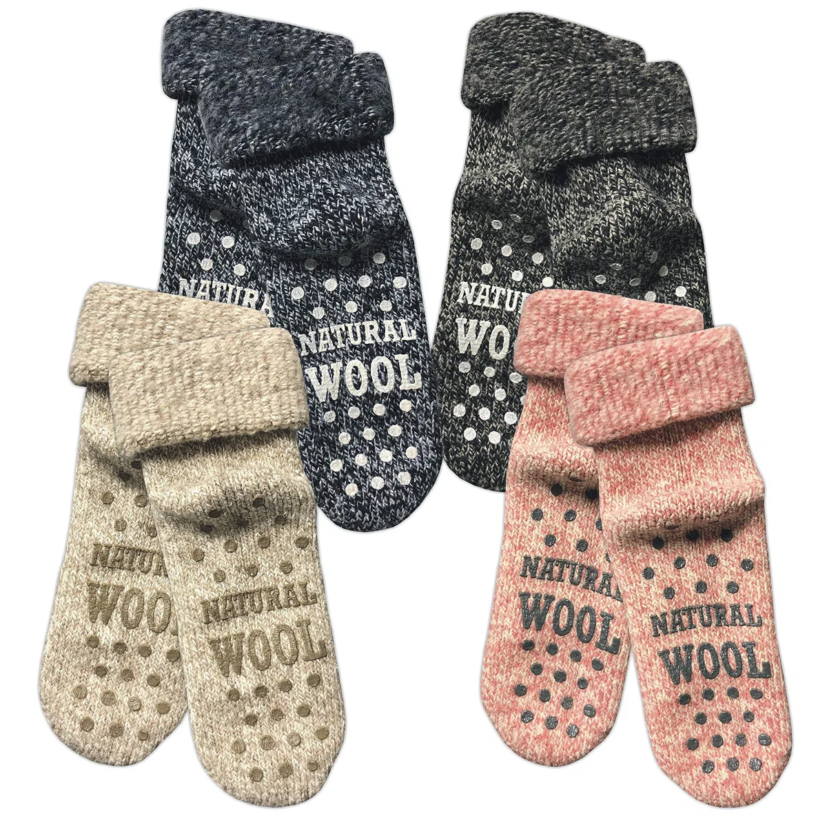 Damen Stoppersocken aus Wolle | ABS Sohle (1er-Pack | 4er-Pack)