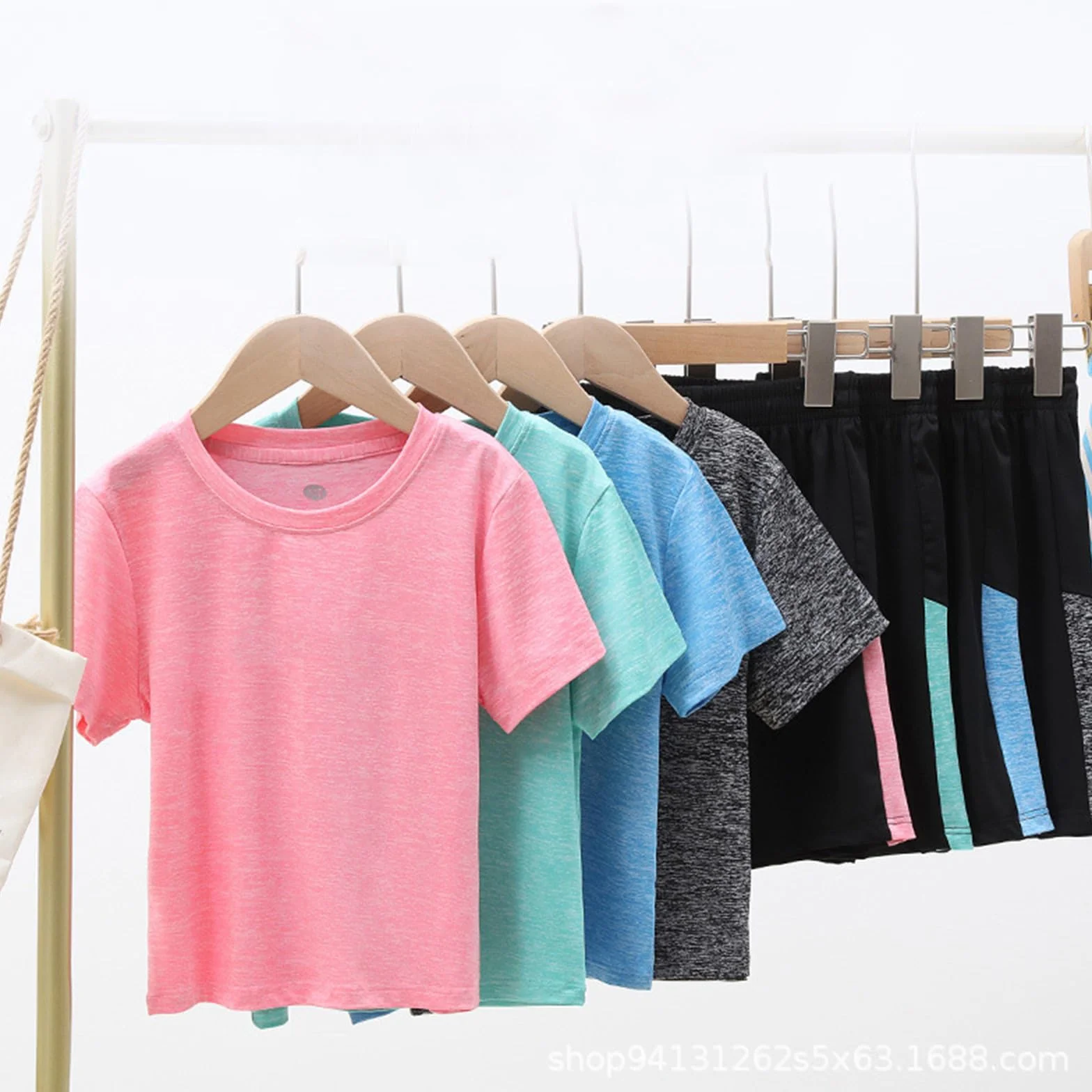 Jungen Mädchen Sportanzug Kurzarm T-Shirt Tops mit Shorts Sommer schnell trocknende Kleidung Set Jogging Fußball Trainingsanzug Baby Pullover Mädchen