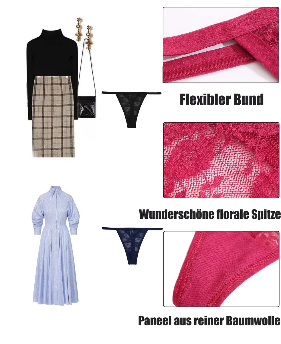FINETOO 10er Pack Spitze Strings Tangas Damen Set Unterhosen Sexy Unterwäsche Frau Lingerie Sexy Thongs for Women Dessous Mehrpack S-XL