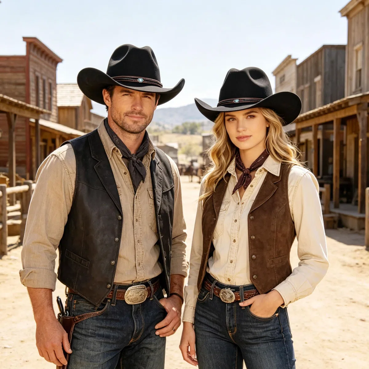 SIGONE Unisex Western Cowboy Filzhut Schwarz, Outdoorhut mit Breitem Rand & Verstellbarem Rückenband, Klassischer Hut für Männer Frauen Outdoor-Aktivitäten