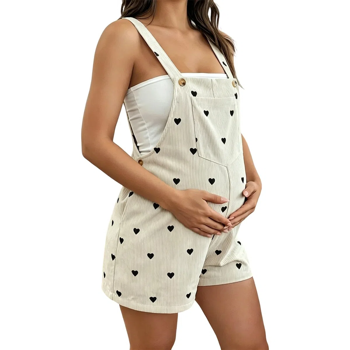 Latzhose Damen Umstandshose Sommer Latzhose Schwangerschaft Casual Overall Kurz Umstandsmoden Verstellbar Drucken Jumpsuit Playsuits Romper Frauen Baumwolle Strampler