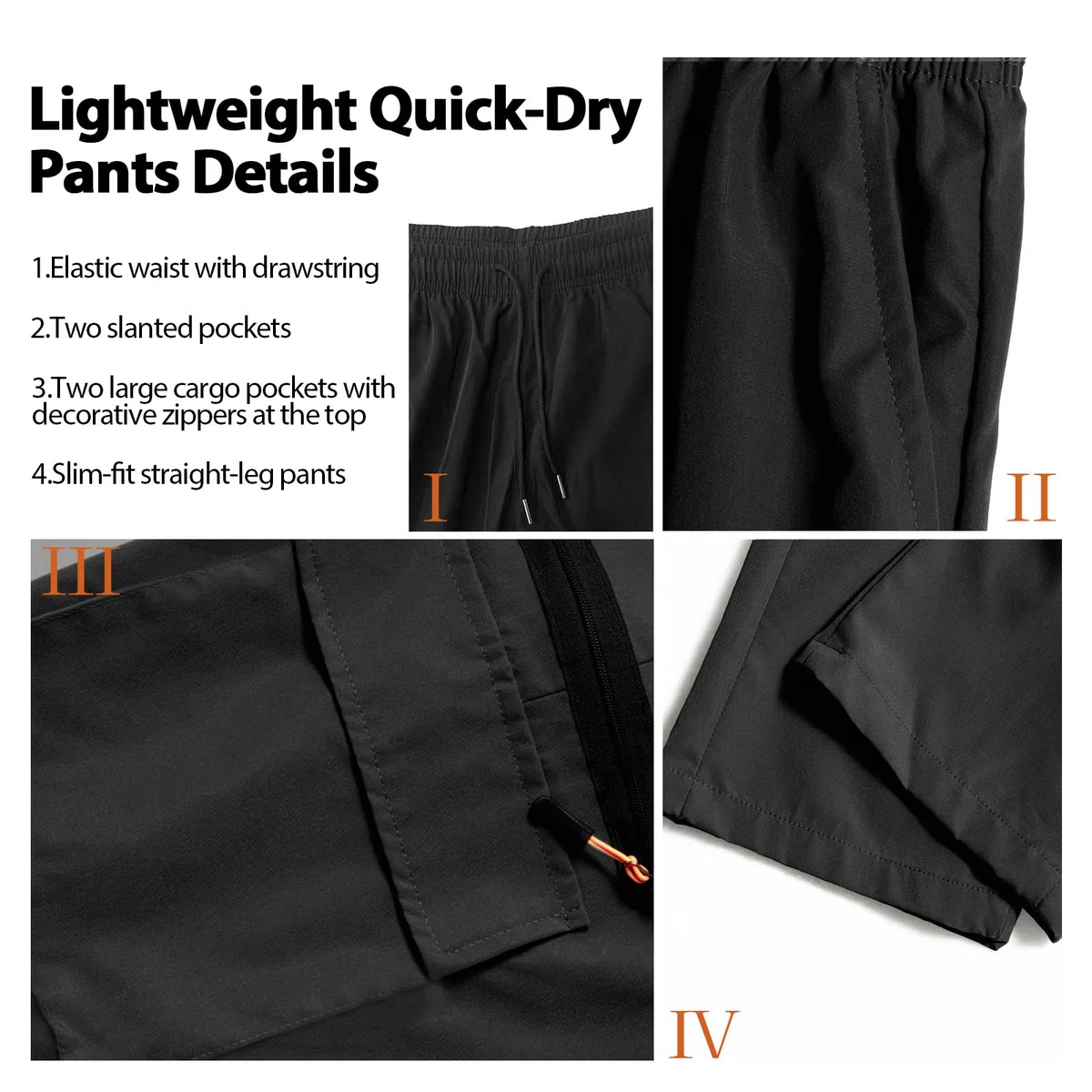 Hidkat Herren Outdoor Cargohosen leicht schnelltrocknend Wanderhosen Jogger mit elastischem Bund vielen Taschen für Reise Freizeit Alltag