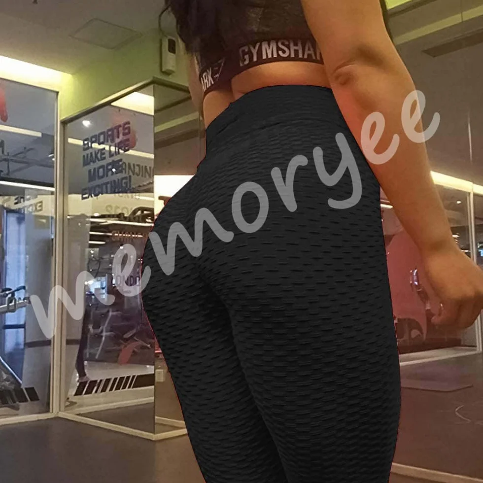 Memoryee Damen Honeycomb Leggings Geraffte Hintern Heben Hohe Taille Push Up Boom Booty Sport Leggings mit Bauchkontrolle Plus Größe Blickdichte Dehnbare Gym Yogahosen