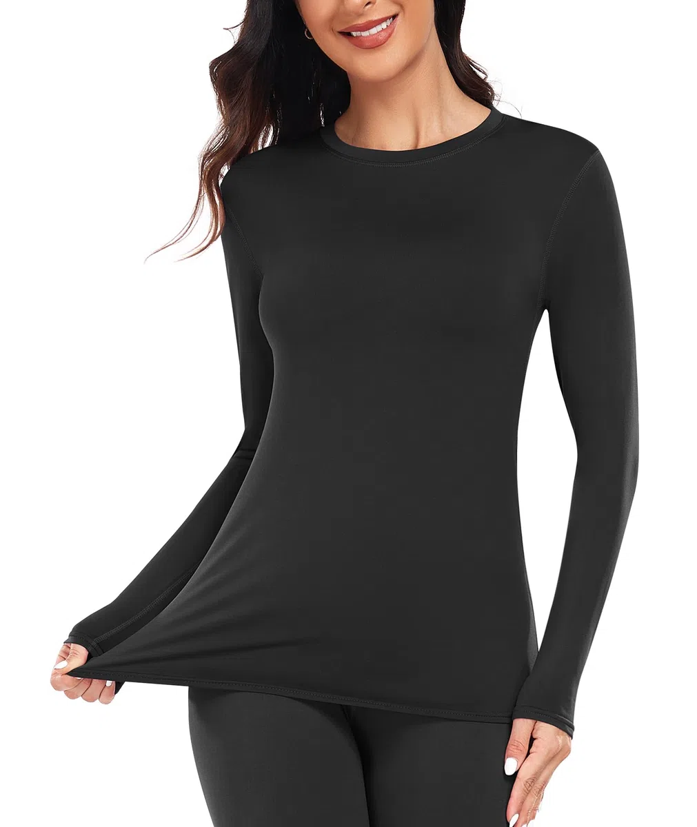 YADIFEN Thermounterwäsche Damen Thermo Oberteil Langarm Thermoshirt Warme Unterwäsche Winter Funktionsshirt Thermal Unterhemd mit Innenfleece