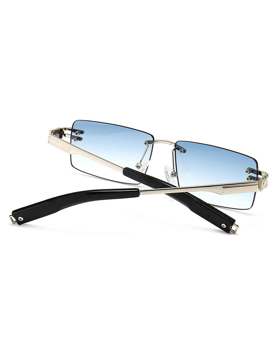 Randlose Herren-Sonnenbrille mit Verlaufslinsen, Retro-Rechteck-Sonnenbrille für Männer und Frauen, rahmenlose Brille, modisches Markendesign