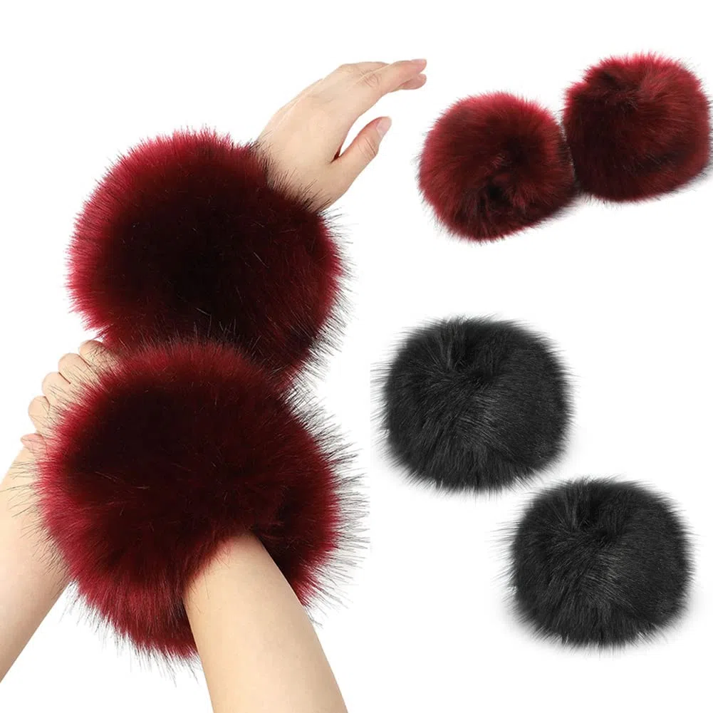 1 Paare Fell Pelz Armstulpen,Damen Pulswärmer Pelz Kunstfell Fellstulpen Fell Manschette Handschuhe Pulswärmer Kunstfell Winter Handgelenk Wärmer für Pullover Mantel Weste Jacken für Frauen,Braun