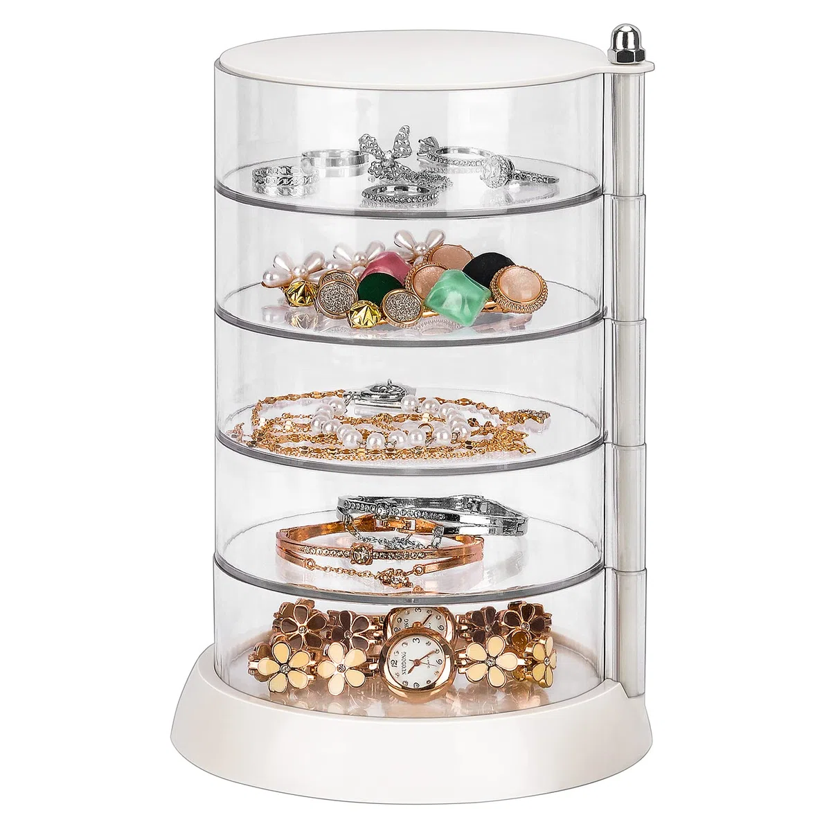 JessLab Haar-Accessoires Organizer, Clear 5-Layer-Acryl-Organisator für Mädchen Haare Binden, klassifizieren Lagerung von Layer-Box für Haar-Accessoires & Armbänder Ringe Armreifen