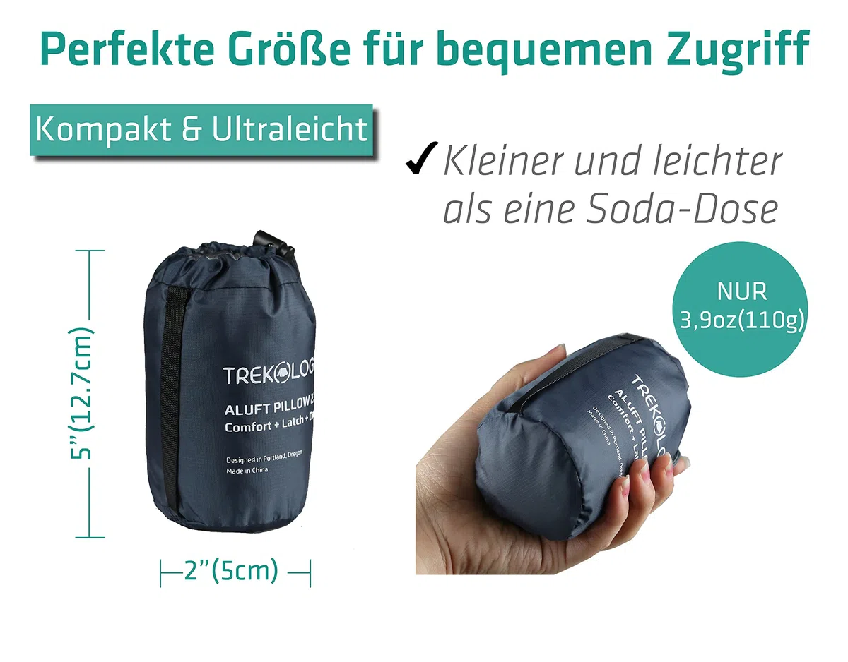 TREKOLOGY Camping Kissen Ultraleicht – Aufblasbares Nackenkissen für Camping, Trekking, Wandern, Strand – Ergonomisches Kopfkissen - Aufblasbares Kissen/Campingkissen für Outdoor-Aktivitäten