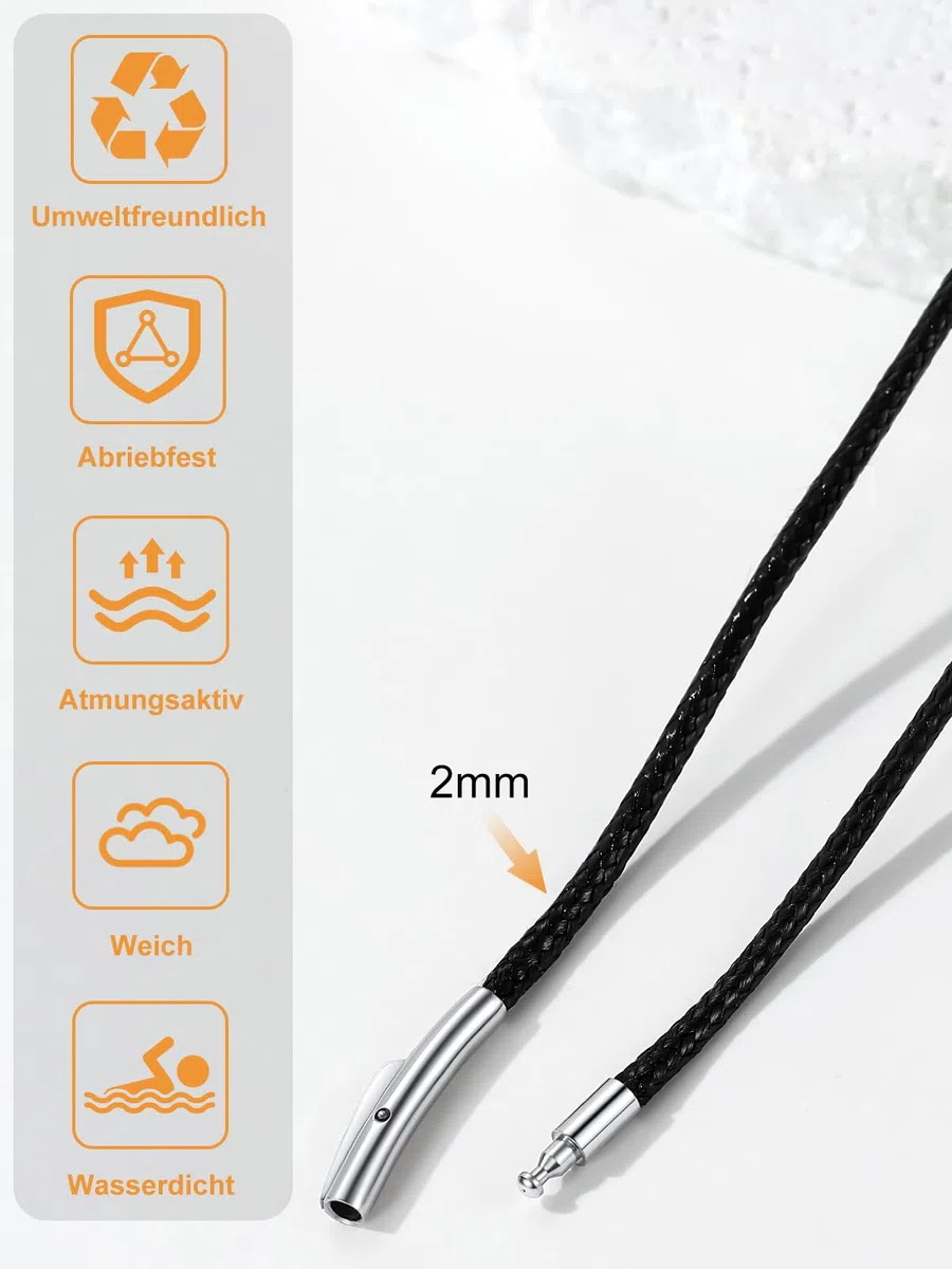 Richsteel Lederkette Herren Leder Halskette Choker für Damen 2/3mm breit Schwarz/Braun mit Drehverschluss Schmuck 40/46/50/56/61/66/71/76 cm Geeignet für Männergeschenke