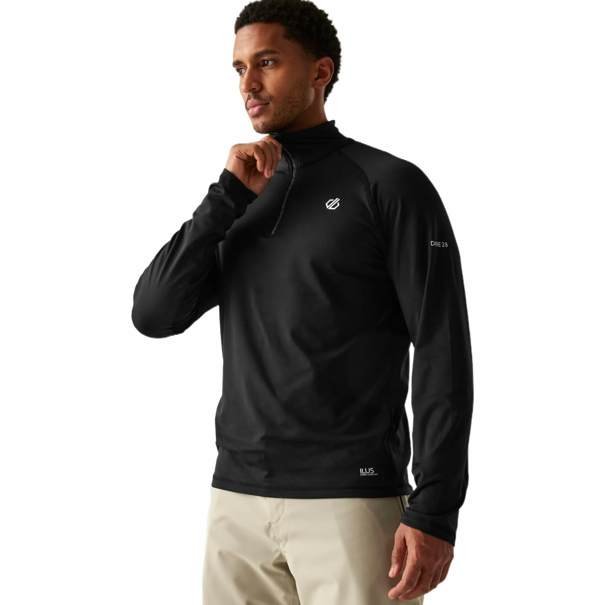 Dare 2b Herren Fuse Up Ii Core Stretch Lightweight Quick Drying Half Length Zip Inner Zip Chin Guard Dehnbare Mittelschicht (1er Pack)