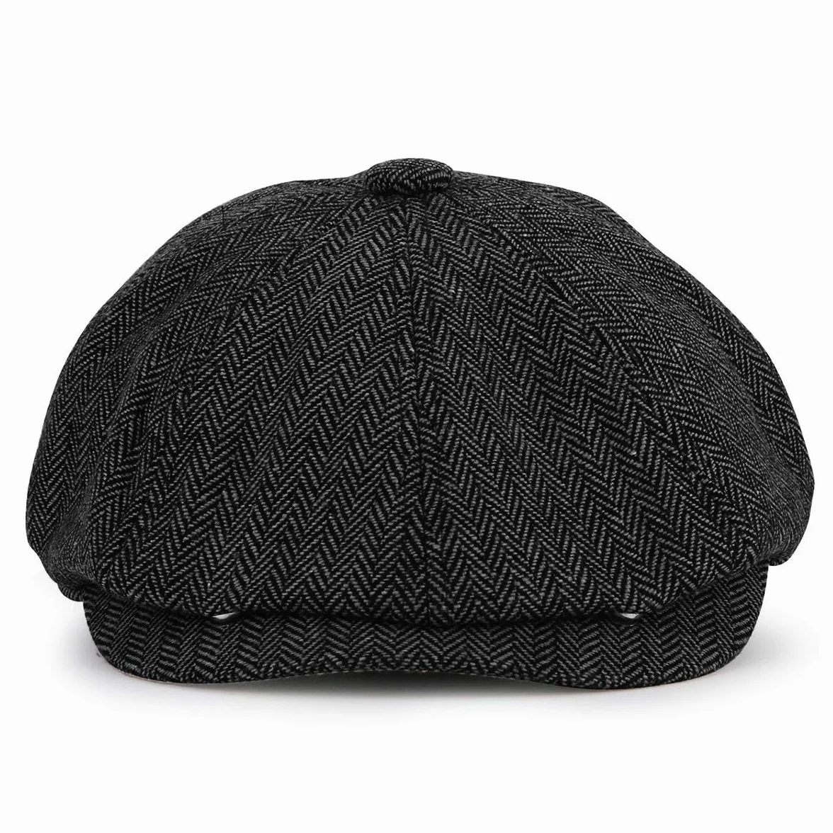 Newsboy Stil Tellermütze Schirmmütze Herren Damen - 8 Panel Peaky Fischgräten Tweed Retro Schiebermütze Schlägermütze Gatsby Cap - 56cm, Kaffee