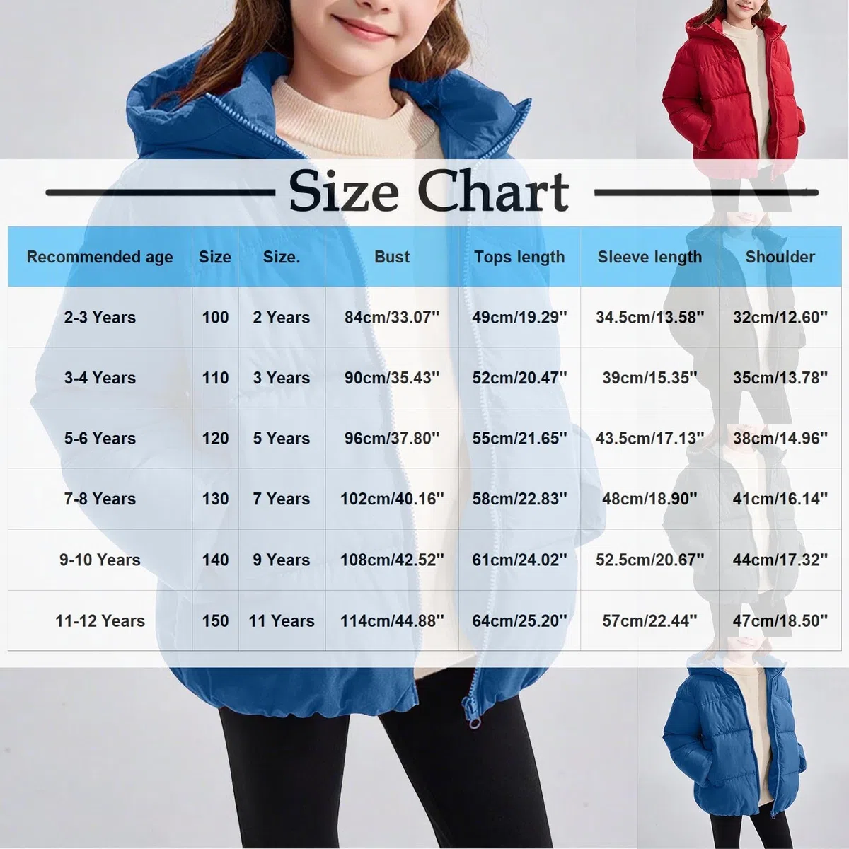 XINYUNZU Mädchen Winterjacke Warme Puffer Jacke Daunenjacke Kuscheljacke Kinderjacke Casual Coat Girl Dicke Steppjacke Pufferjacke Kapuzenjacke Daunenjacke Outdoor Jacken für Kinder 2-12 Jahre